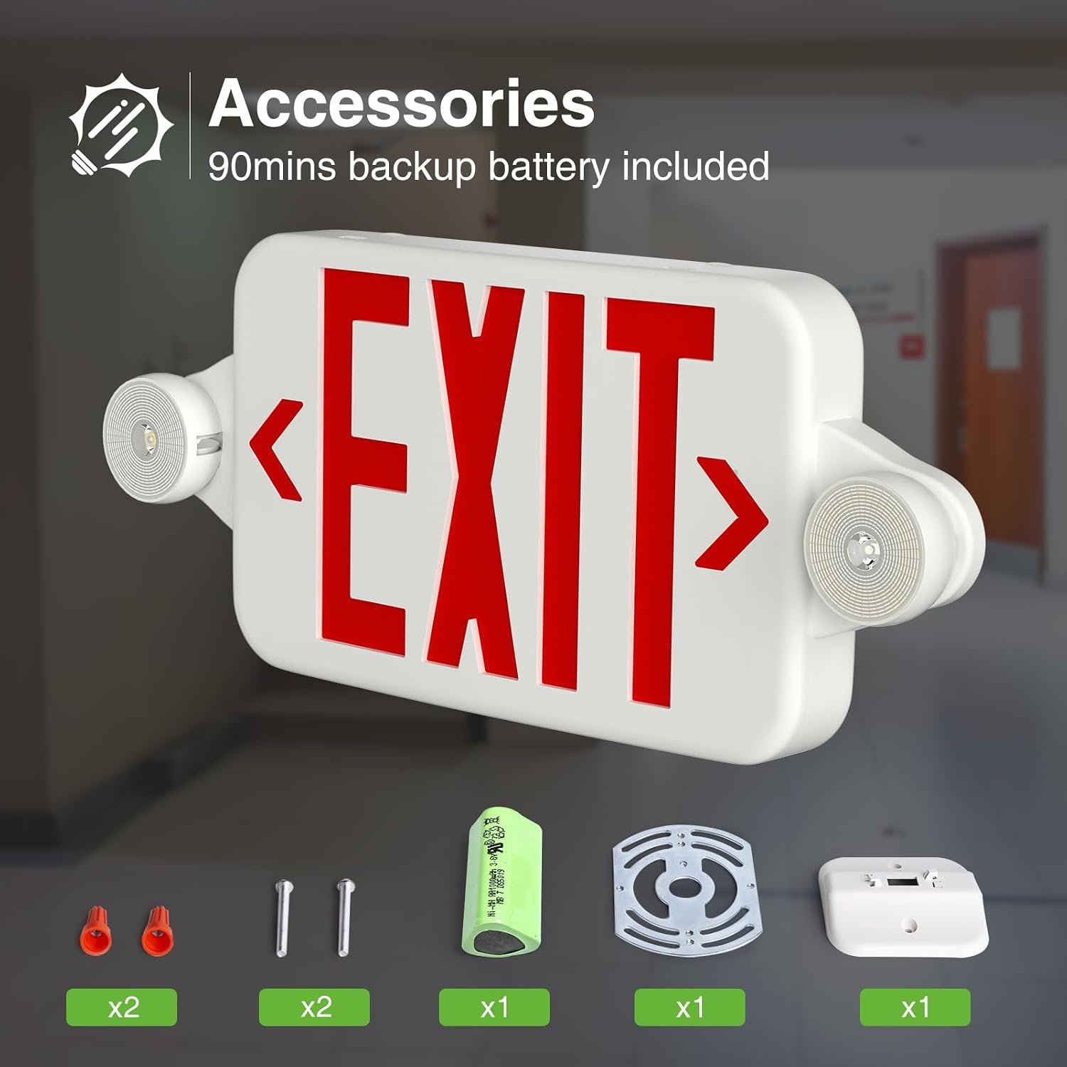 FREELICHT 6 Pack Red LED Exit Signs with Emergency Lights - Image 8