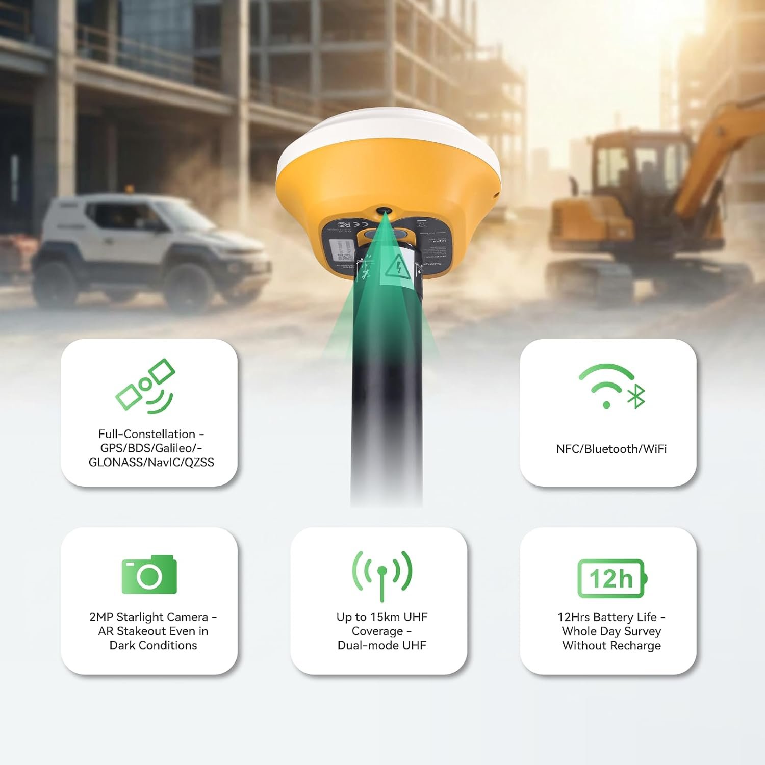 L1-AR GNSS RTK Base+Rover – RTK GPS Handheld Collector with Software & Visual Stakeout with Camera, Global Shutter with 2 MP, 2cm Accuracy, 120° Tilt Survey | Professional Support - Image 7