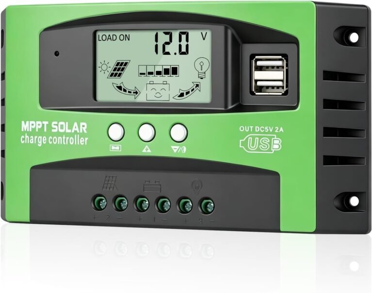 30A MPPT Solar Panel Charging Controller, 12V/24V Auto Solar Battery Charger Controller with LCD Display, Dual USB Port and Timer Setting ON/Off Hours(Green)