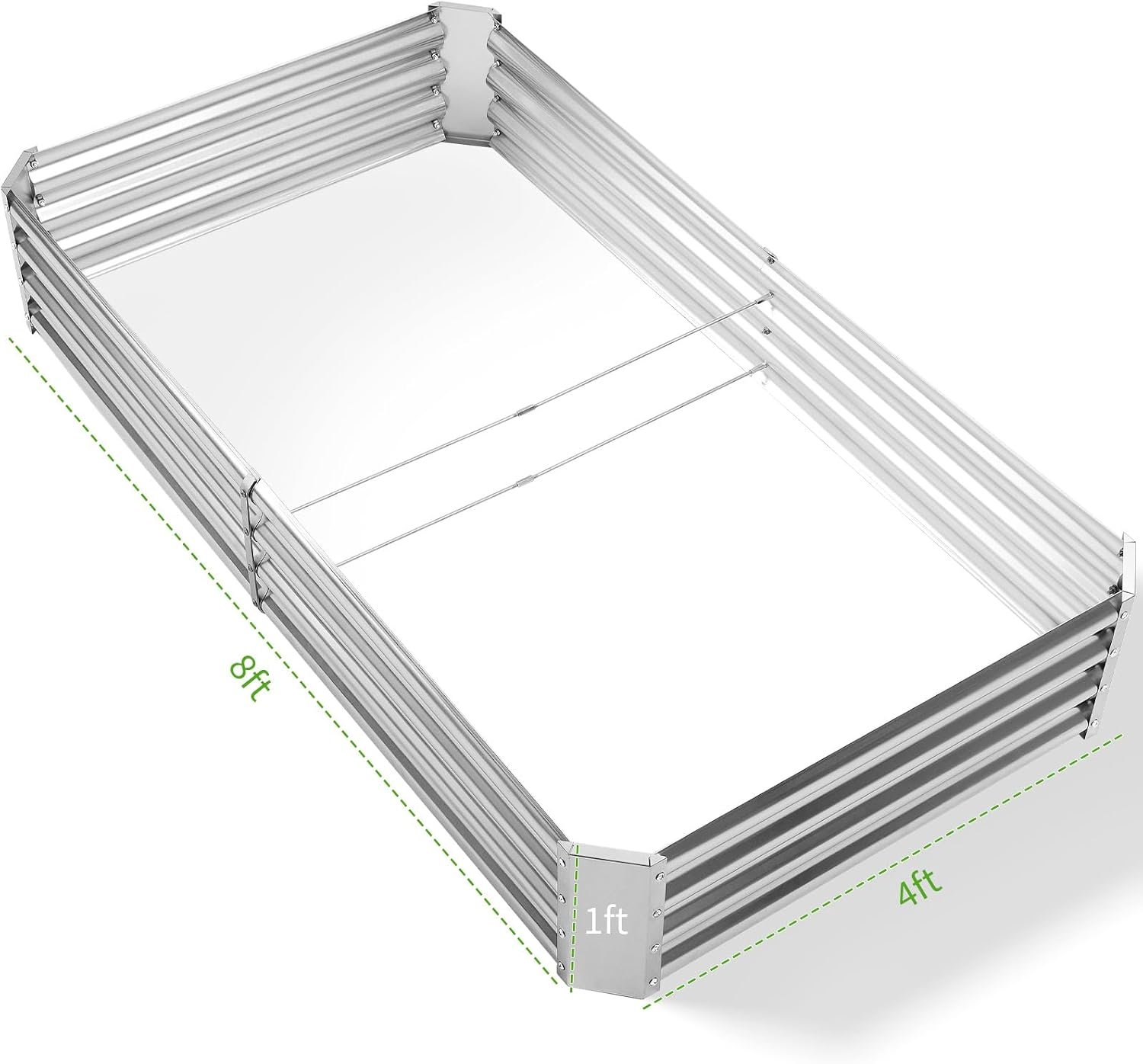 Land Guard 3 Pack 8×4×1ft Galvanized Metal Raised Garden Bed, Metal Planter Kit Box Outdoor for Deep-Rooted Vegetables, Flowers, Green and Herbs, Silver - Image 2