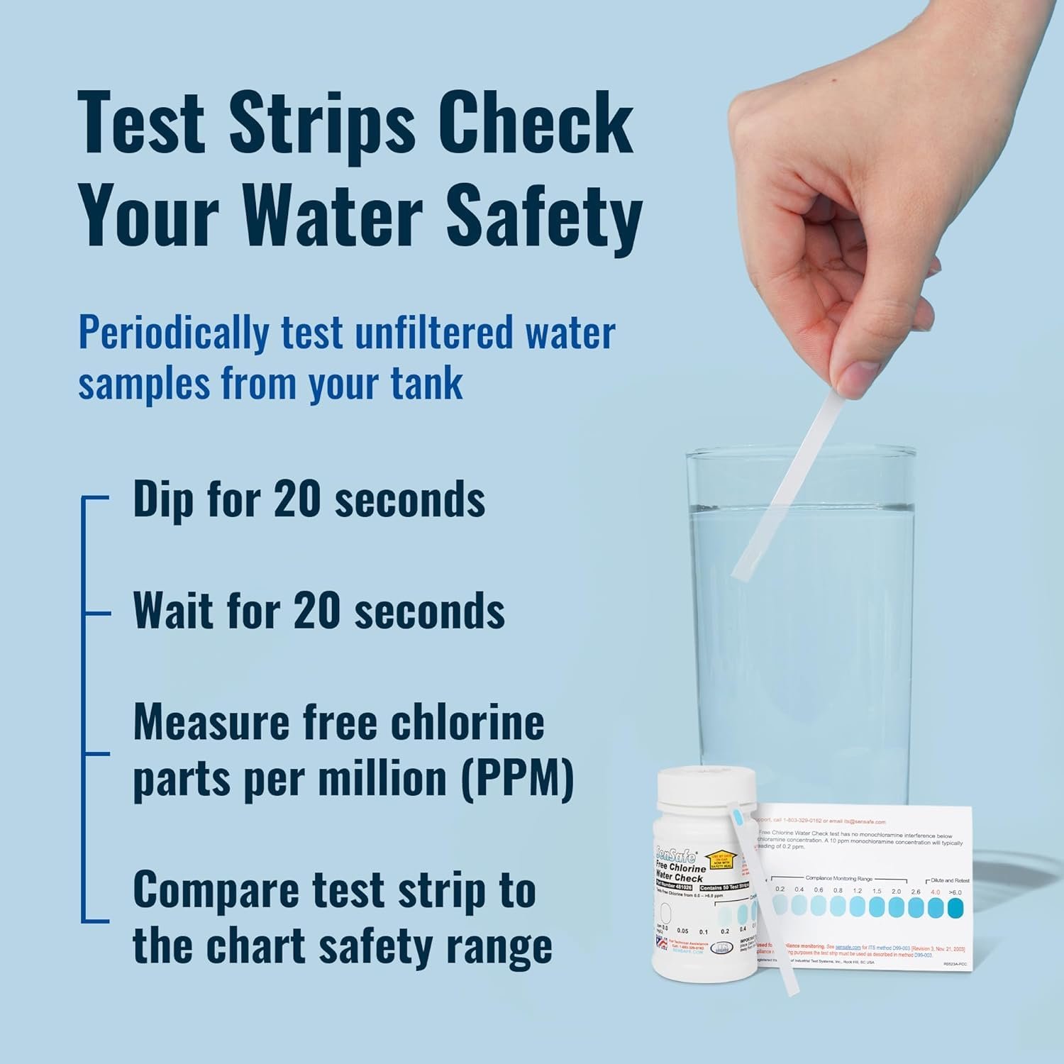 Aquatabs Water Purification Tablets for Drinking - 100 Tablets + 2 Chlorine Test Strips - Water Purifier Starter Kit - for Boat and RV Tanks - By Aquamarine Water Solutions - Image 5