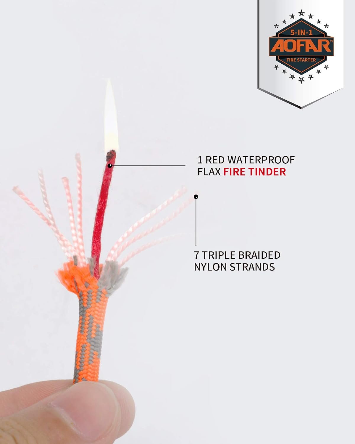AOFAR Fire Starter AF-381/AF-381plus Fire Steel with Paracord and Whistle for Camping, Hiking, Hunting, Backpacking, Boating, Emergency Rescue… - Image 4