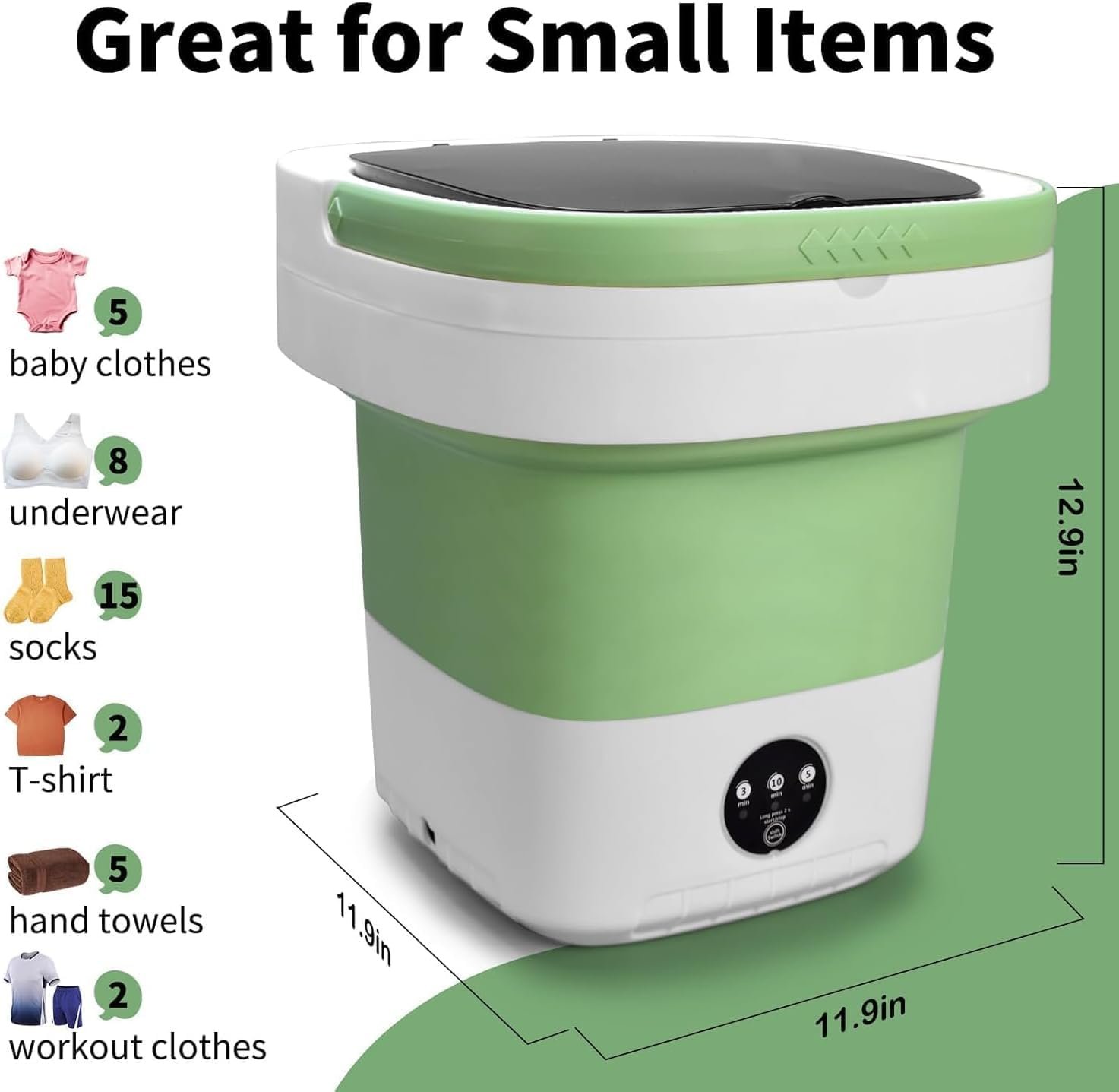 Portable Washing Machine, 20L Upgraded Washer with Spin Basket Laundry Machine and 3 Smaet Cleaning Modes, Ideal Design for Hotel, Home, Apartment and Campain - Image 2