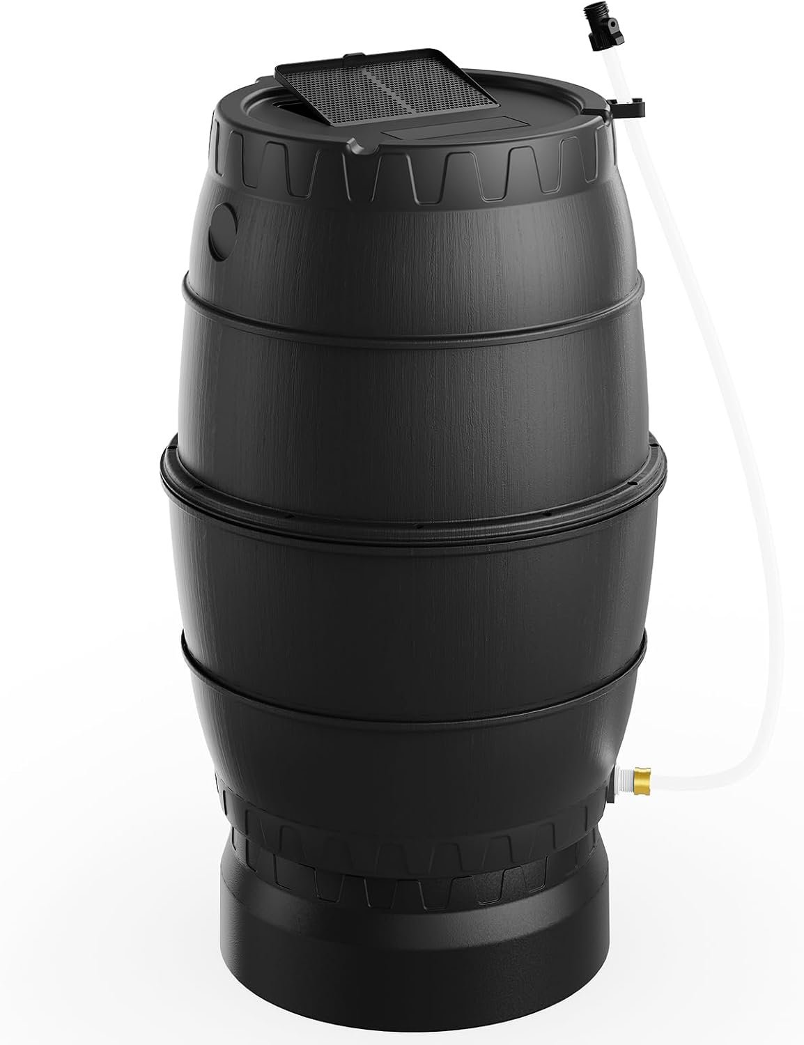 45 Gallon Rain Barrel with Stand for Gutter Rainwater Collection, BPA-Free Water Storage Barrel with Mesh Screen, Spigot and Overflow Valve for Garden Watering and Outdoor Use