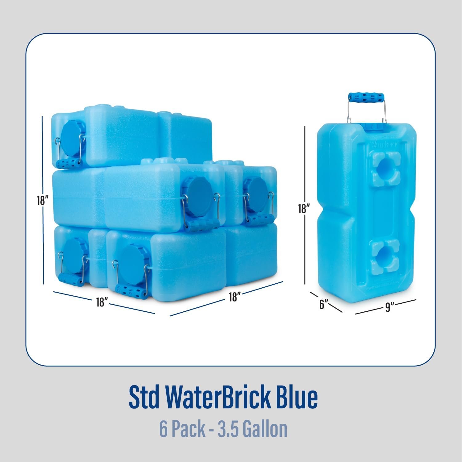 WaterBrick International WaterBrick Water Storage Containers for Emergency Water Storage | 6-Pack of Stackable 3.5 Gallon Water Container Bricks | Food-Grade HDPE Plastic | BPA-Free | STD Blue - Image 2