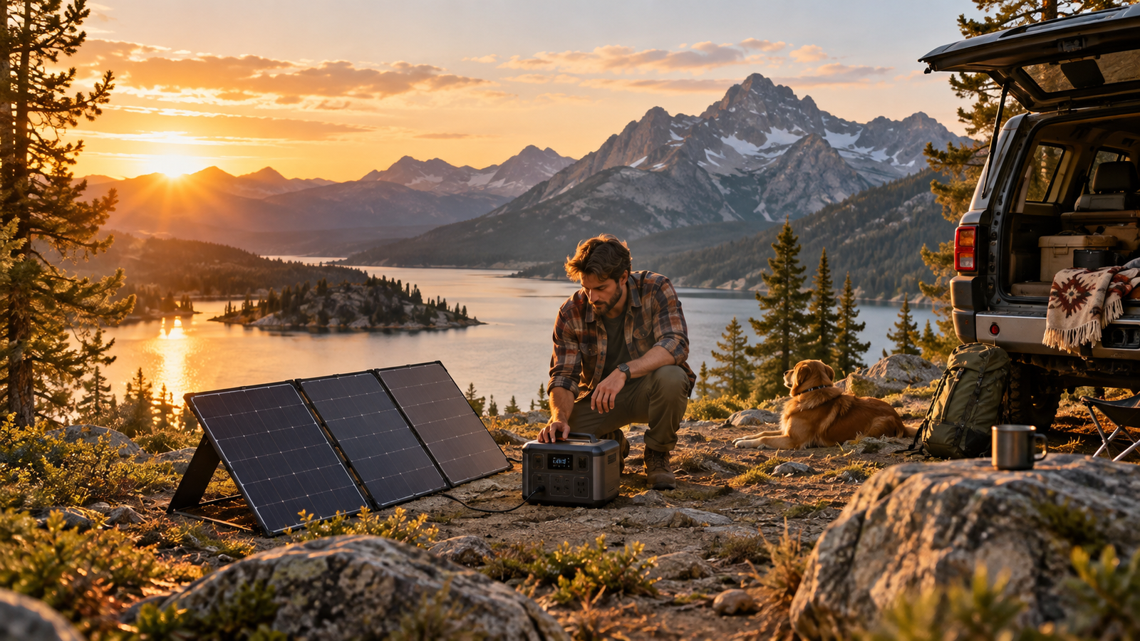 Solar panels generating renewable off-grid power