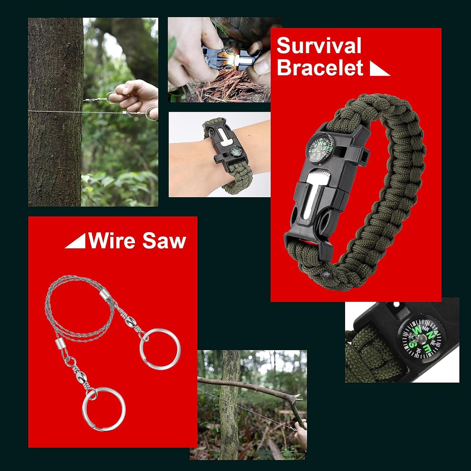 PIXATO Survival Kits, Survival Gear and Equipment 116-in-1, Emergency Kit with First Aid Kit, Tactical Pen, Fishing Kit, Headlamp for Camping, Hiking, Hunting, Gift for Mens - Image 5