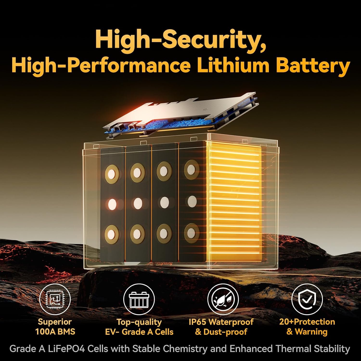 power queen 12V 100Ah LiFePO4 Battery, Group 24 RV Lithium Battery - Image 5