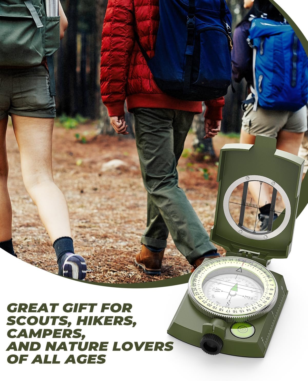 Sportneer Compass: Accurate Durable Lightweight Orienteering Compass with Strap and Carrying Case, Glow in The Dark Waterproof Hiking Essentials for Camping Backpacking, Best Survival Gifts for Kids - Image 6