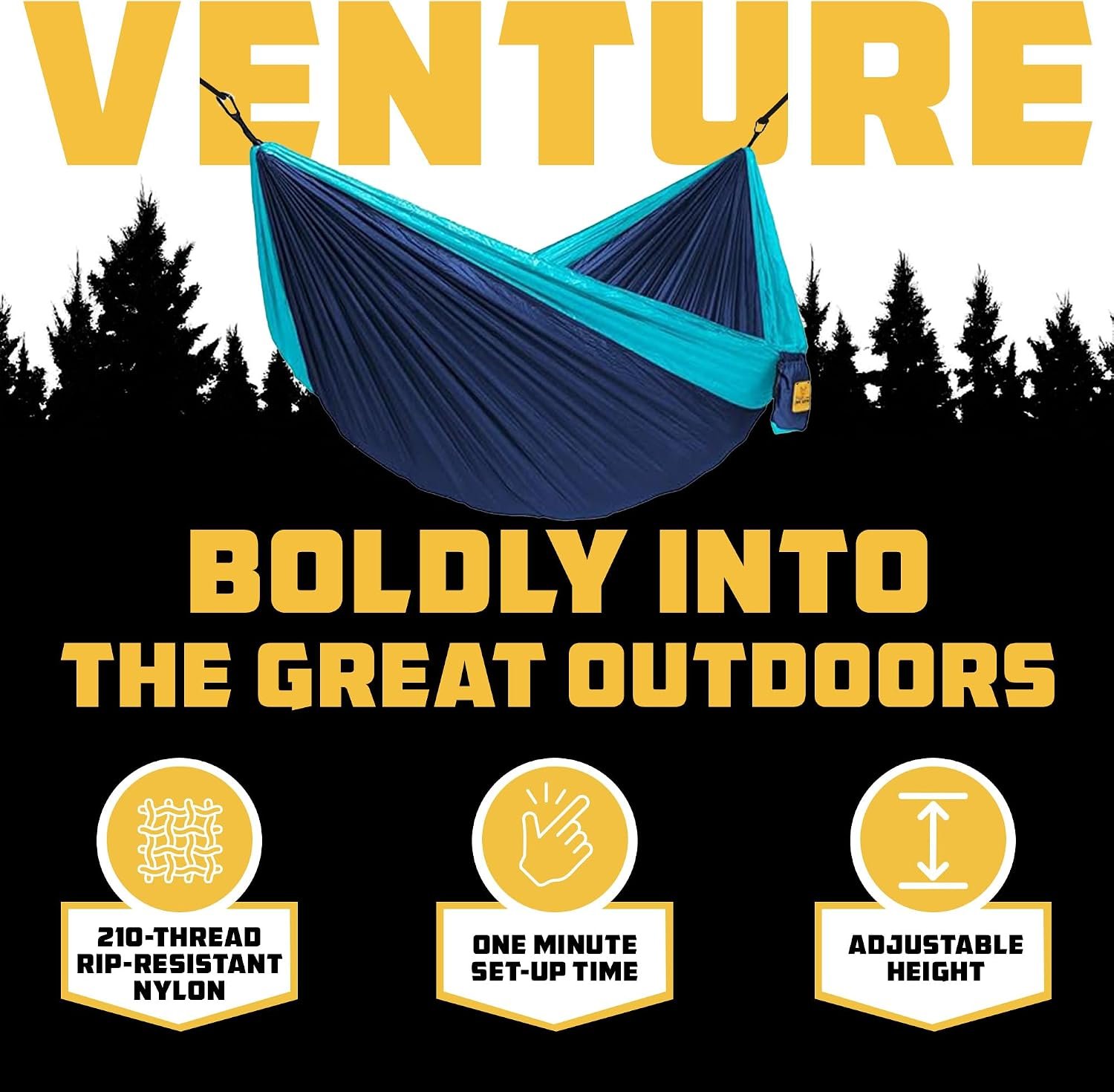Wise Owl Outfitters Hammock for Camping Double Hammocks Gear for The Outdoors Backpacking Survival or Travel - Portable Lightweight Parachute Nylon DO Navy & Lt Blue - Image 3