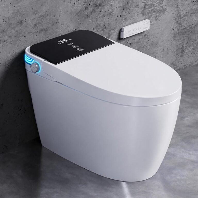 Smart Toilet with Bidet Built In, One-Piece Tankless Design with Remote,Auto Open & Close Lid, Dual Auto Flush, Heated Seat, Warm Air Dryer, Multiple Wash Modes & Temp Display