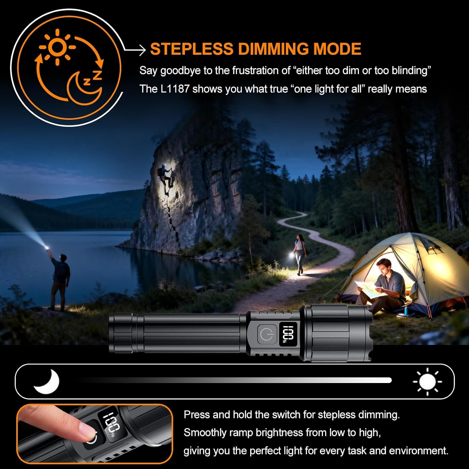 Relybo LED Flashlight Rechargeable 100000 High Lumens,12H & Long Range - Image 3