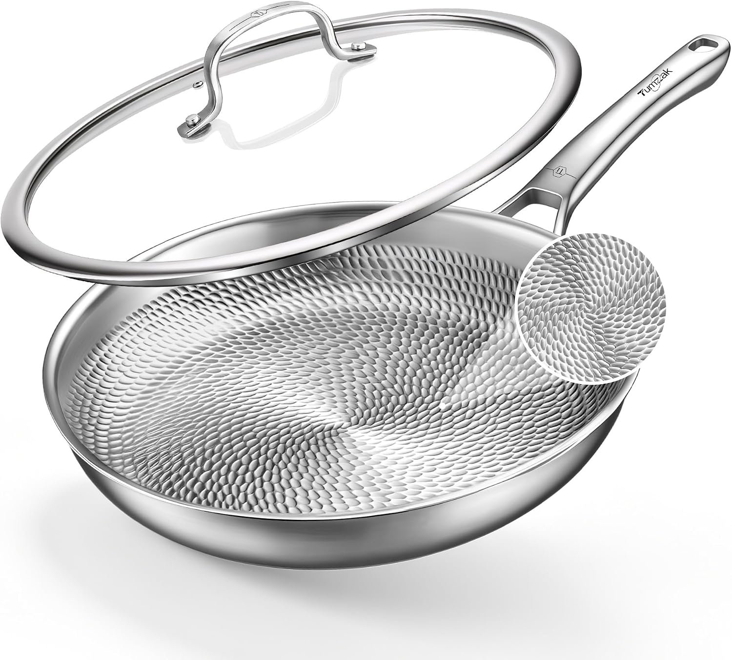 Titanium Pans for Cooking, 8-Inch Titanium Pan with Lid, Non-Stick Frying Pans, PFAS/PFOA/PTFE-Free, Dishwasher & Oven Safe, Compatible with Gas & Induction Cooktops
