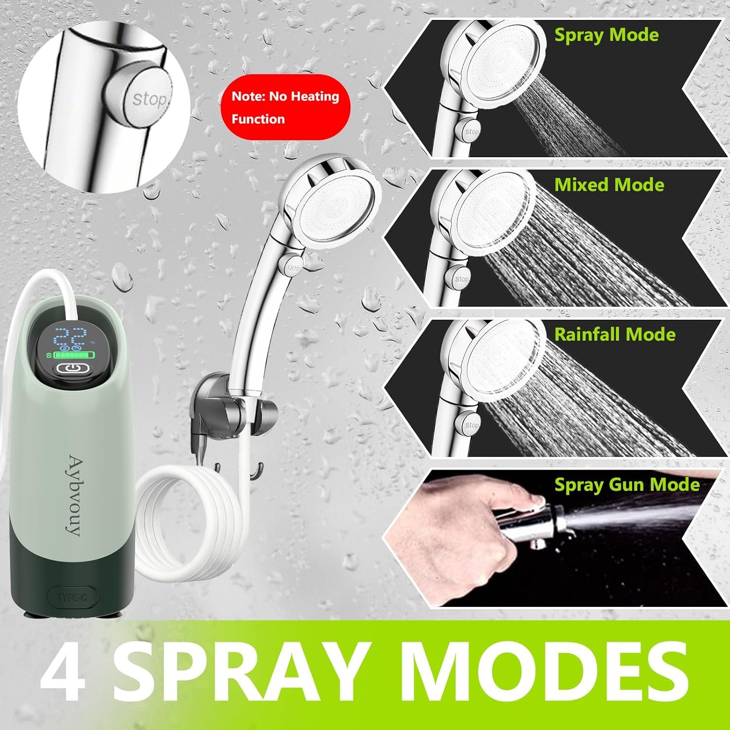 Portable Shower for Camping,Camp Shower Rechargeable,Camping Shower - Image 3