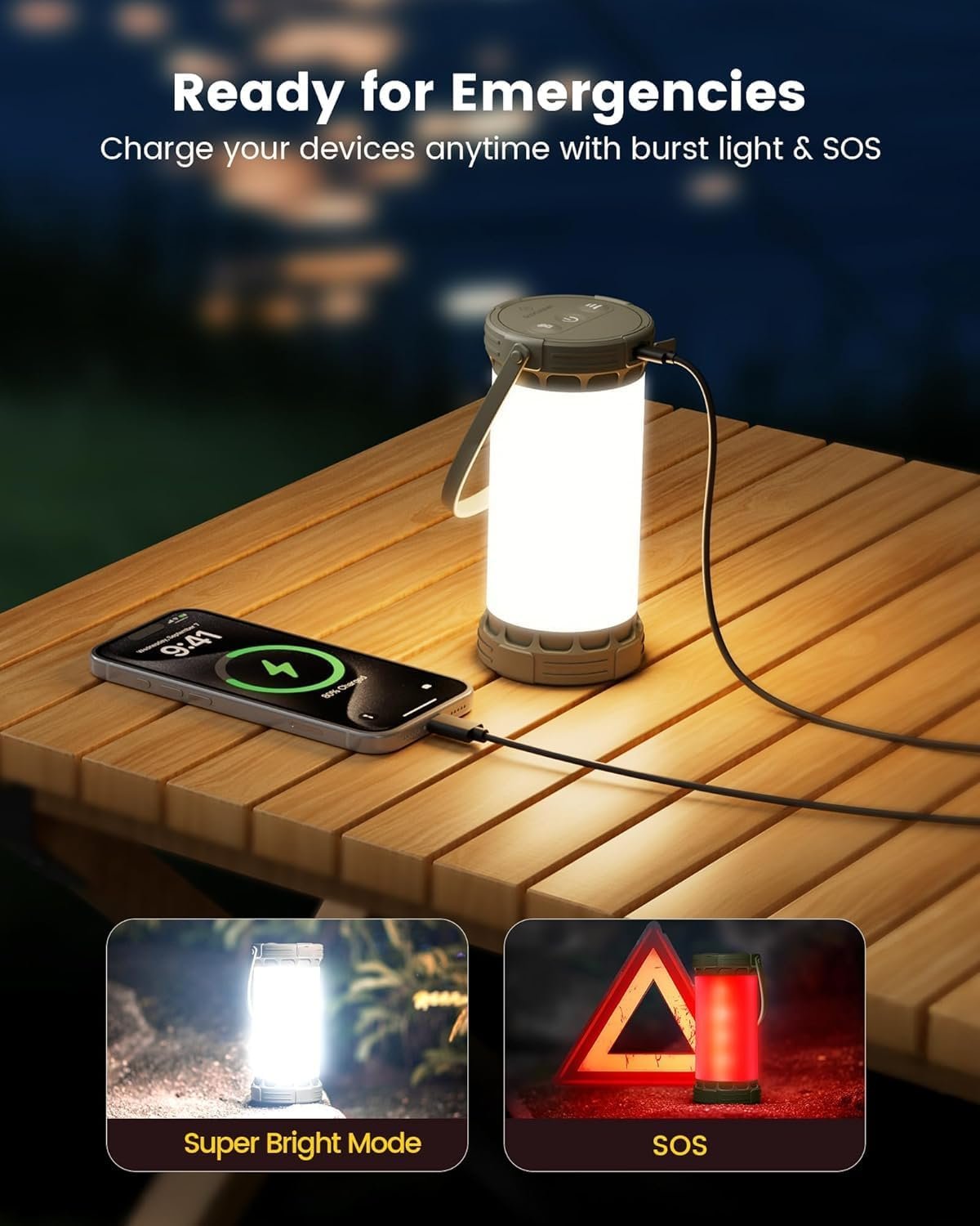 Glocusent LED Rechargeable Camping Lantern, Camping Light with 5000mAh - Image 5