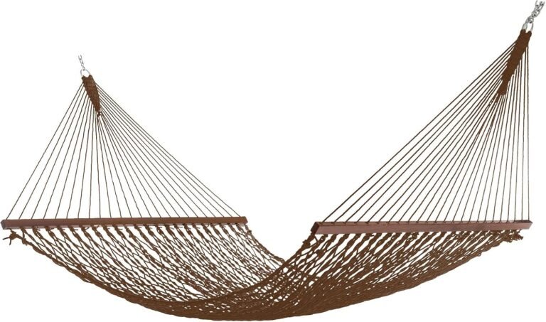 Hatteras Hammocks Deluxe Antique Brown DuraCord Rope Hammock – 13 ft. x 60 in., 2-Person, 450 lb Capacity, Cumaru Spreader Bar, Zinc-Plated Hardware – Handcrafted in the USA