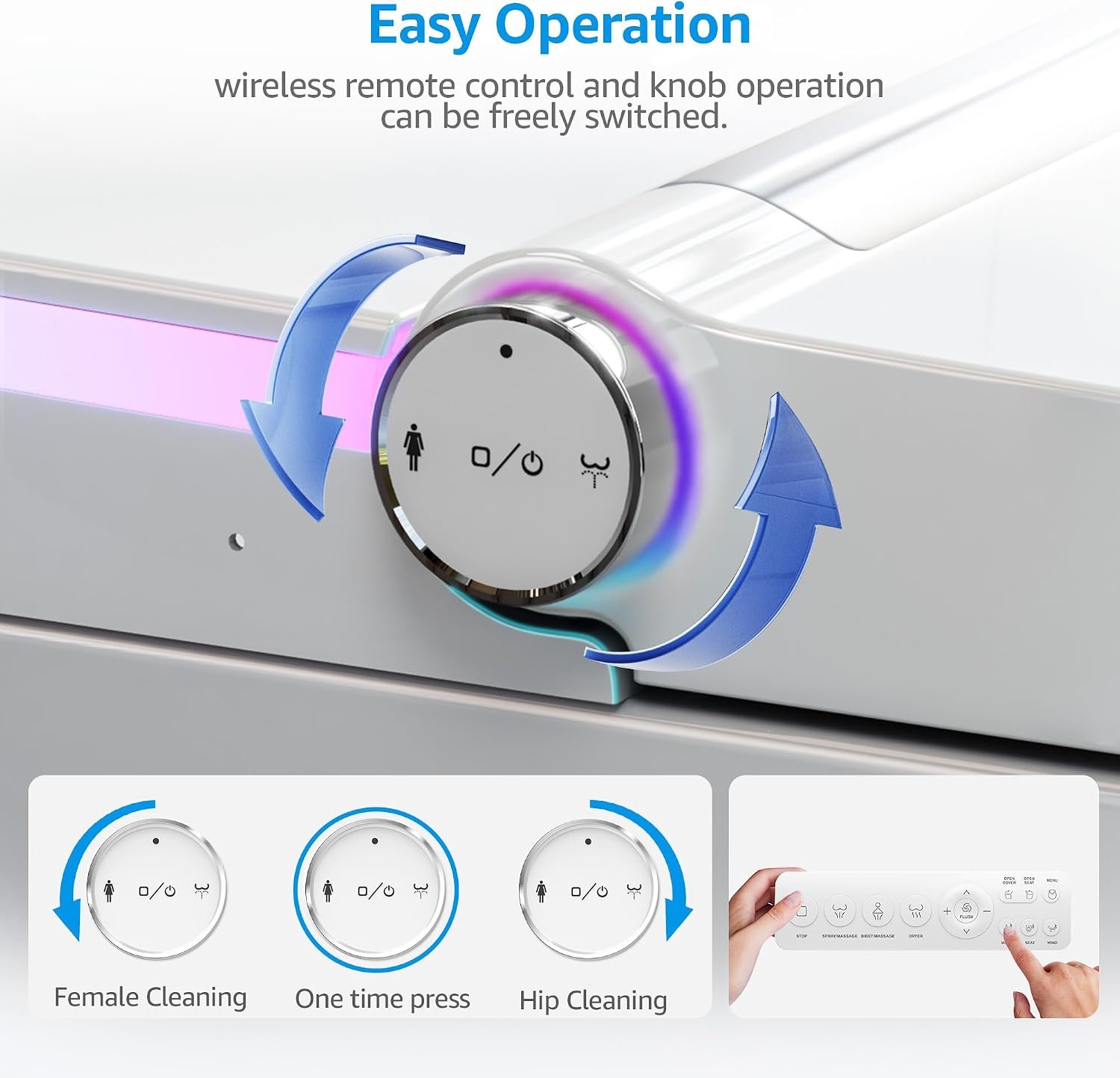 Smart Toilet with Bidet Built In, Heated Seat, Warm Water & Air Dryer, One-piece Tankless Bidet Toilet with Foot Sensor & Night Light, Auto Open/Close Lid & Flush, 1.26GPF Water-Saving Design - Image 7