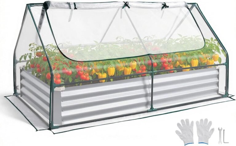 VEVOR 6x3x1FT Metal Raised Garden Bed with Greenhouse Cover, Outdoor Galvanized Planter Raised Beds for Gardening for Vegetables Flowers and Fruit
