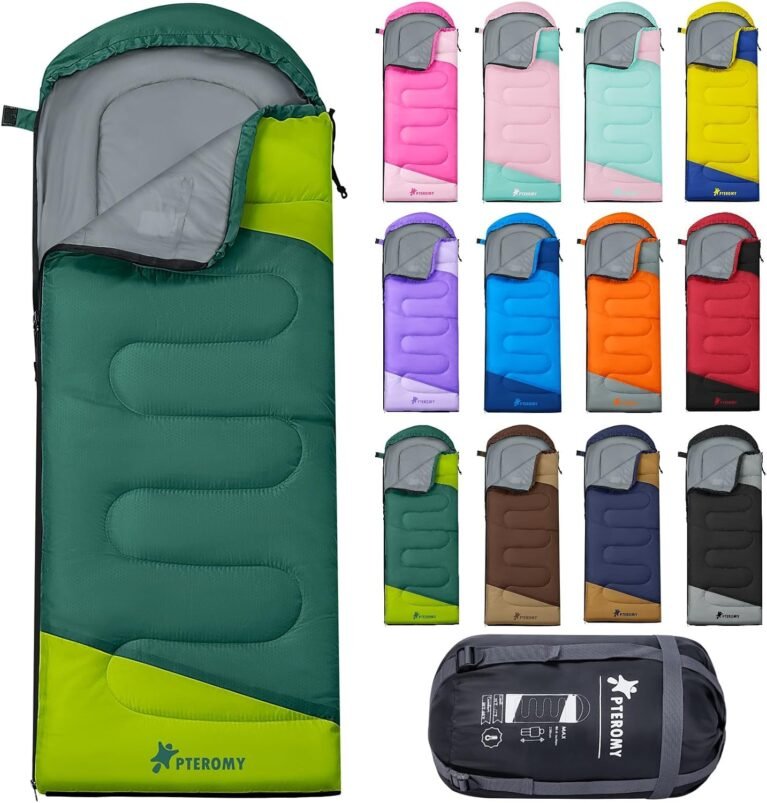 PTEROMY Sleeping Bags for Adults, Lightweight and Machine Washable, Water Resistant Backpacking Camping Sleeping Bag for Warm Cold Weather, Camping Essentials for Hiking Travel