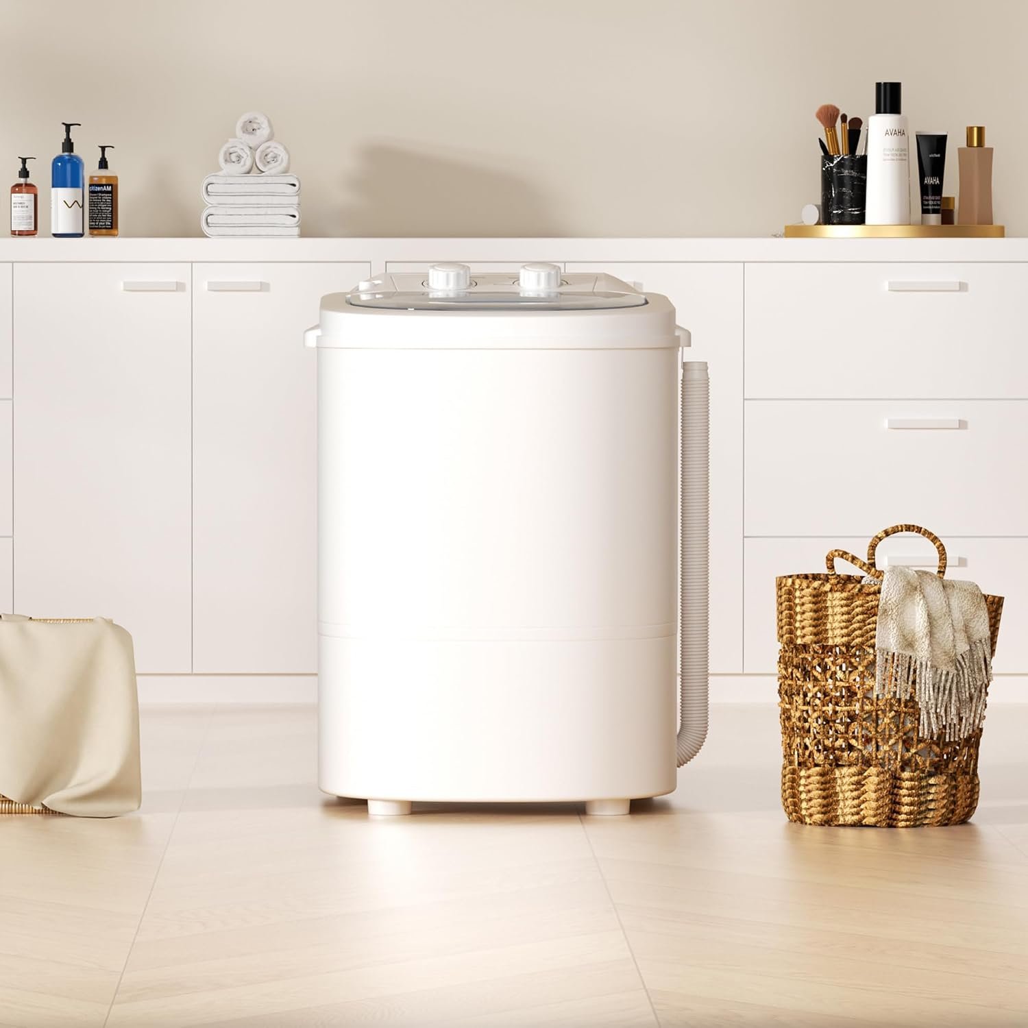 INTERGREAT Portable Washing Machine, 5.5 Lbs Mini Washer Machine Compact, 110V Single Tub Portable Laundry Washer Machine for Apartments, Dorms, Traveling, RV, Grey - Image 2