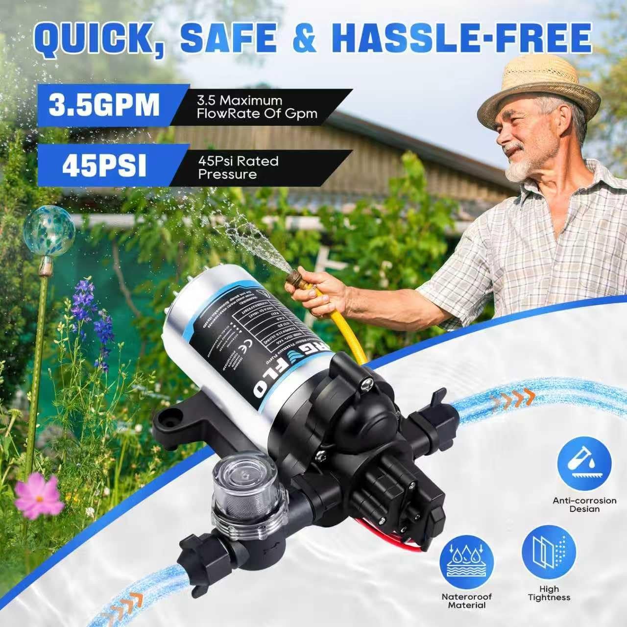 Upgraded Rv Water Pump 2088-554-144/2088-403-144 Diaphragm Pump,12 V 45 PSI RV Water Pump,3.5 Gallons Per Minute Fresh Water Pump with 1/2MNPT Connection for RV Marine Yacht - Image 4