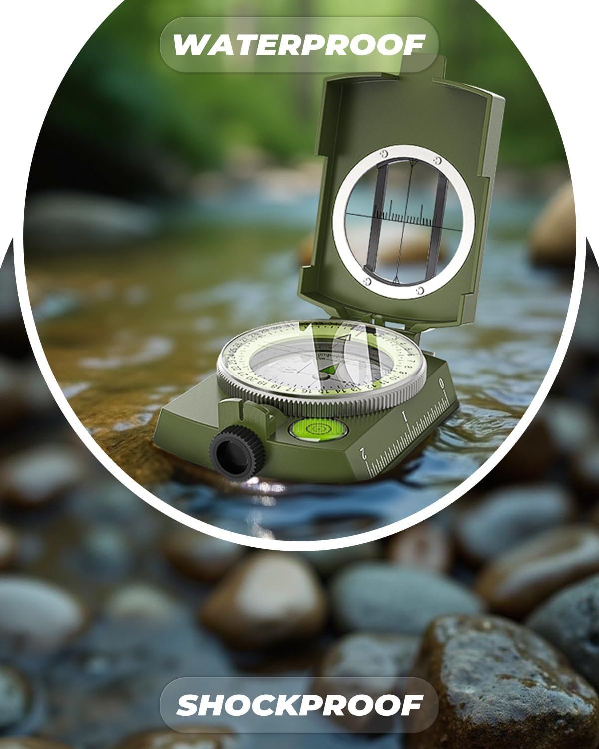 Sportneer Compass: Accurate Durable Lightweight Orienteering Compass with Strap and Carrying Case, Glow in The Dark Waterproof Hiking Essentials for Camping Backpacking, Best Survival Gifts for Kids - Image 5