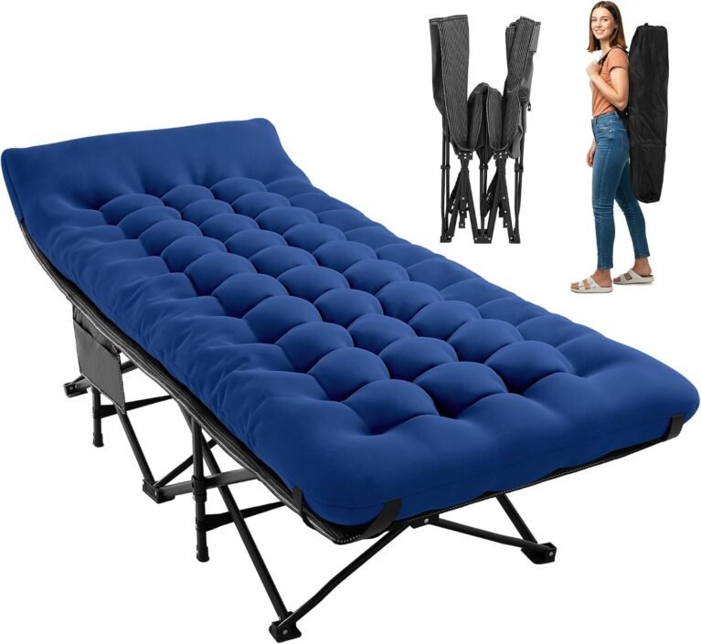JEAREY Folding Camping Cot for Adults, 28in Wide with Mattress, Navy