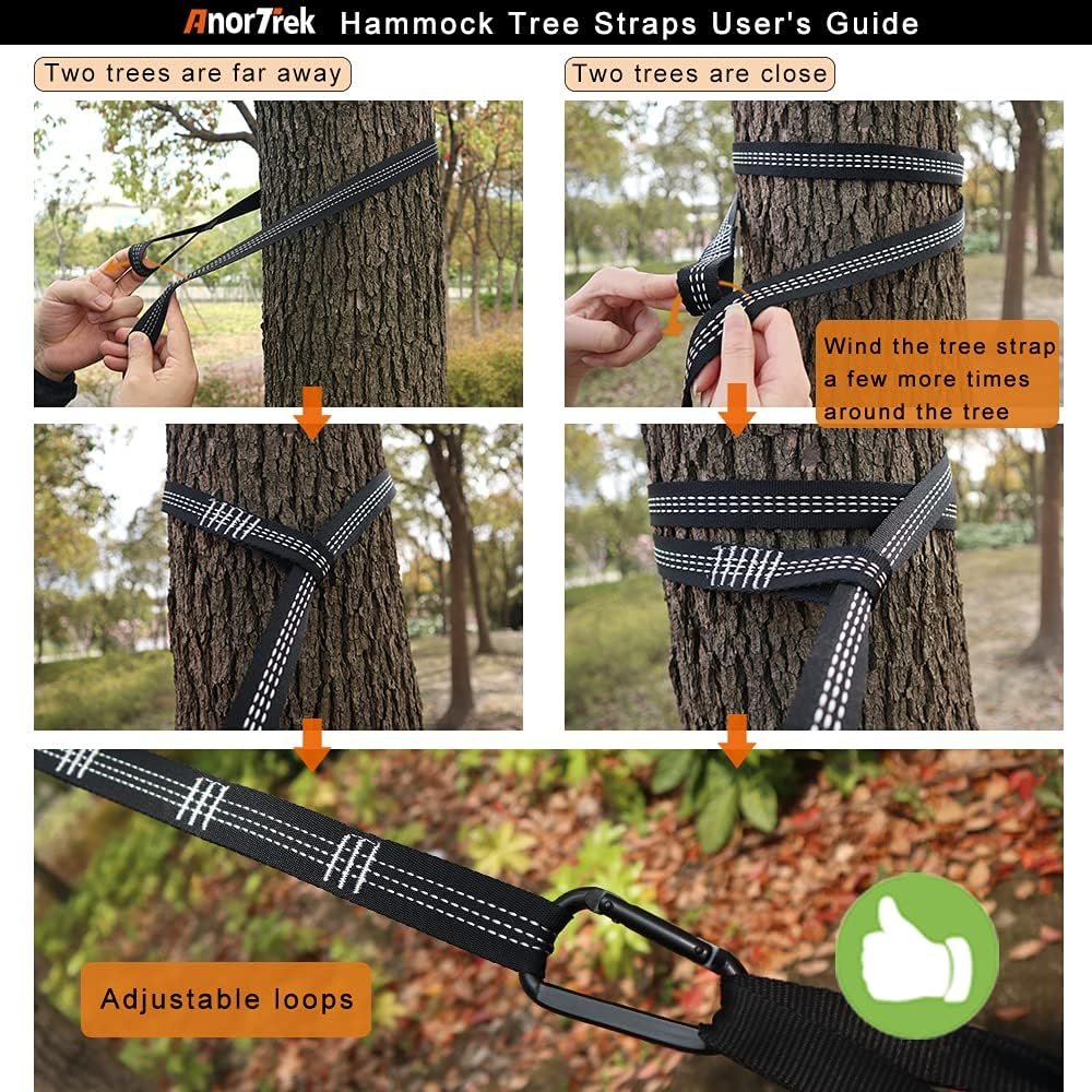 AnorTrek Camping Hammock, Super Lightweight Portable Parachute Hammock with Two Tree Straps Single or Double Nylon Travel Tree Hammocks for Camping Backpacking Hiking - Image 3