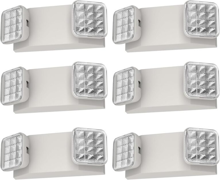 6 Packs LED Emergency Lights with Battery Backup, Two Head Adjustable Square LED Emergency Lighting for Home/Business, UL 924 Certified-Wall Mount, Hard Wired, 120-277V, Fire Resistant.