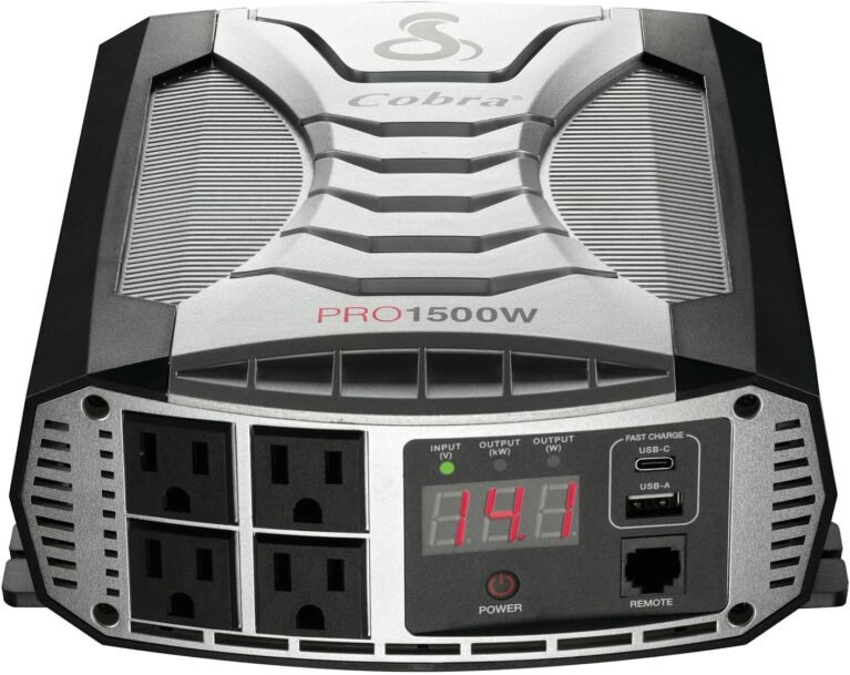 Cobra PRO 1500W Professional Grade Power Inverter, Portable – 1500-Watt Car Charger, 4 Grounded AC Outlets, 2 Fast Charge USB Ports and Remote Controller (CPIALCDG1) Compatible
