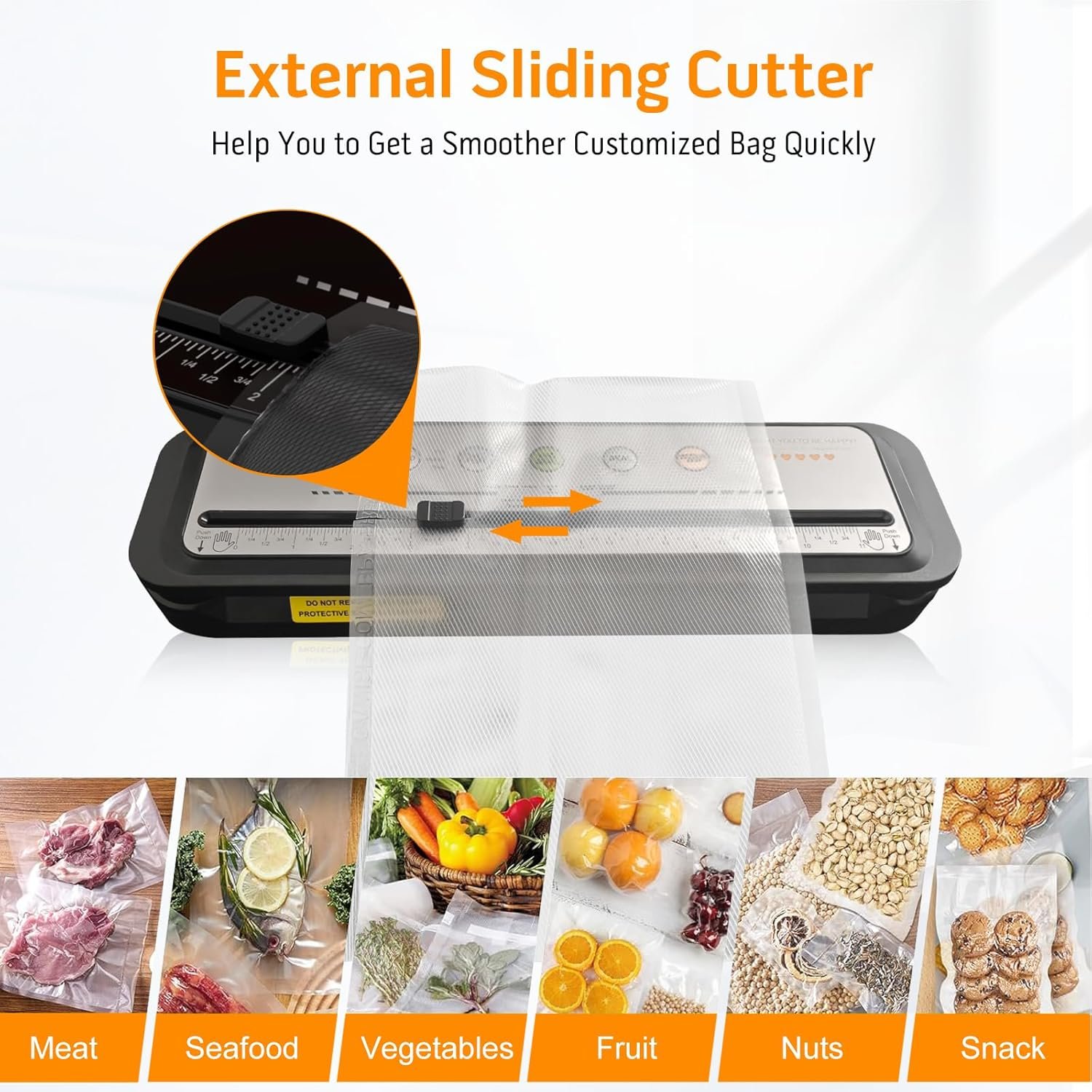 Updated Vacuum Sealer Machine 2025, MEGAWISE Food Sealer w/Starter Kit, Dry & Moist Food Modes, Compact Design with 10 Vacuum Bags & Built-in Cutter (Grey) - Image 5