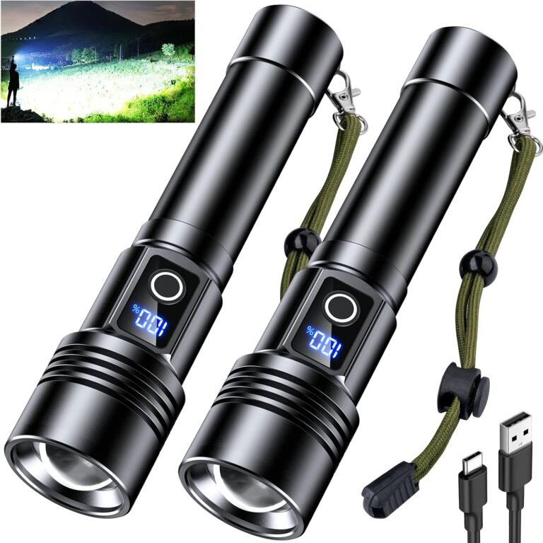AKNEAR Rechargeable LED Flashlight High Lumen Super Bright Portable(2 Pack)