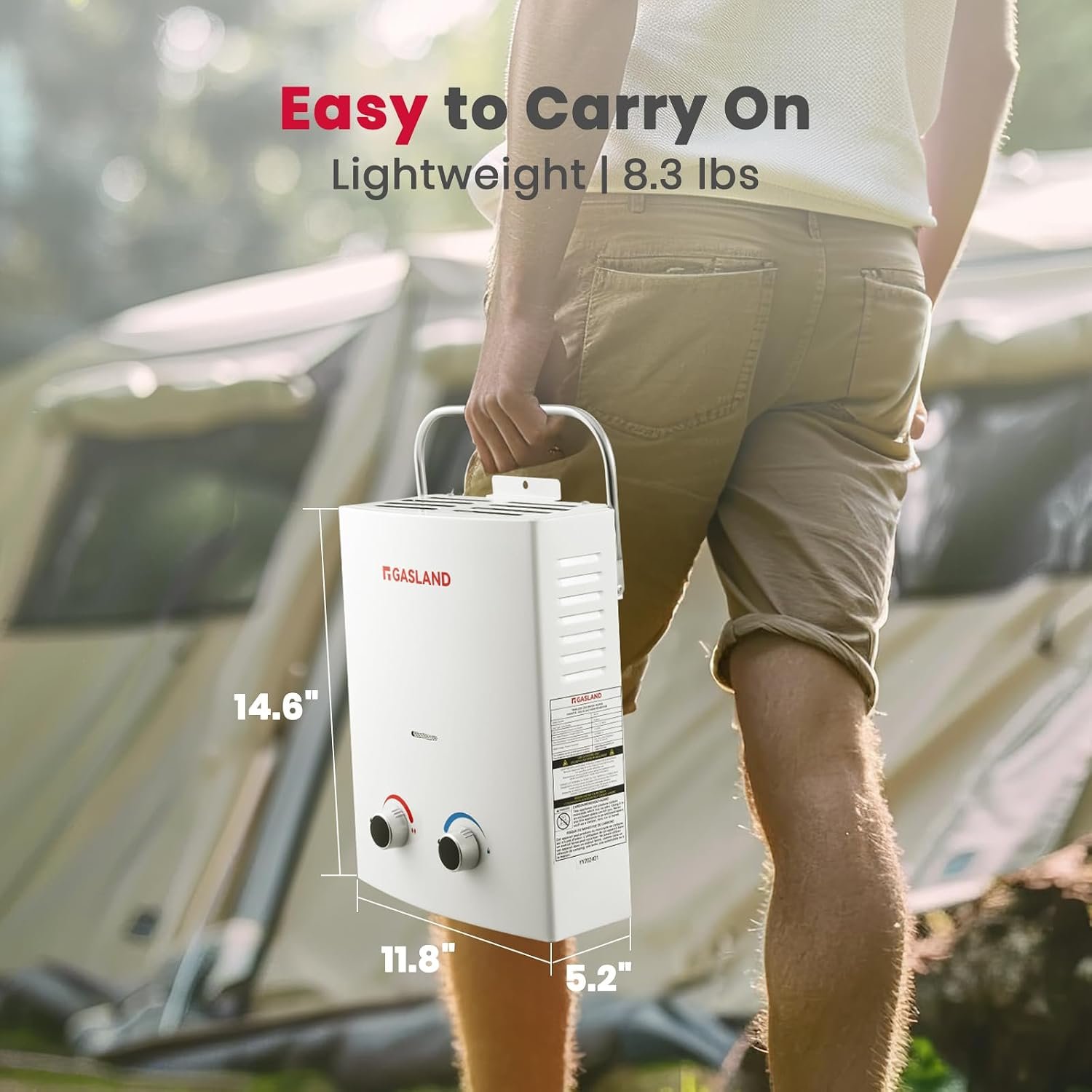GASLAND 5L 1.32GPM Portable Propane Tankless Water Heater with 1.32GPM Water Pump and Pipe Strainer,AS132 PRON - Image 4