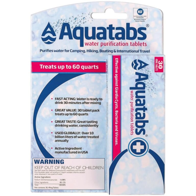 Aquatabs 49mg Water Purification Tablets, 30 Pack, EPA & NSF Certified