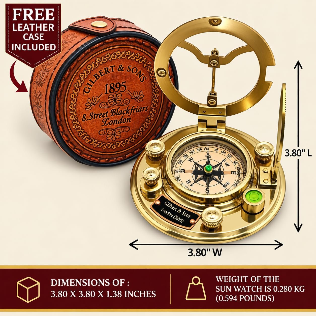 Trust in The Lord with All Your Heart -Proverbs 3: 5-6 Quote Engraved Compass with Leather Box, Sundal Compass, Gift Compass, Graduation Gifts Compass for Women Mens Boy Girls - Image 2
