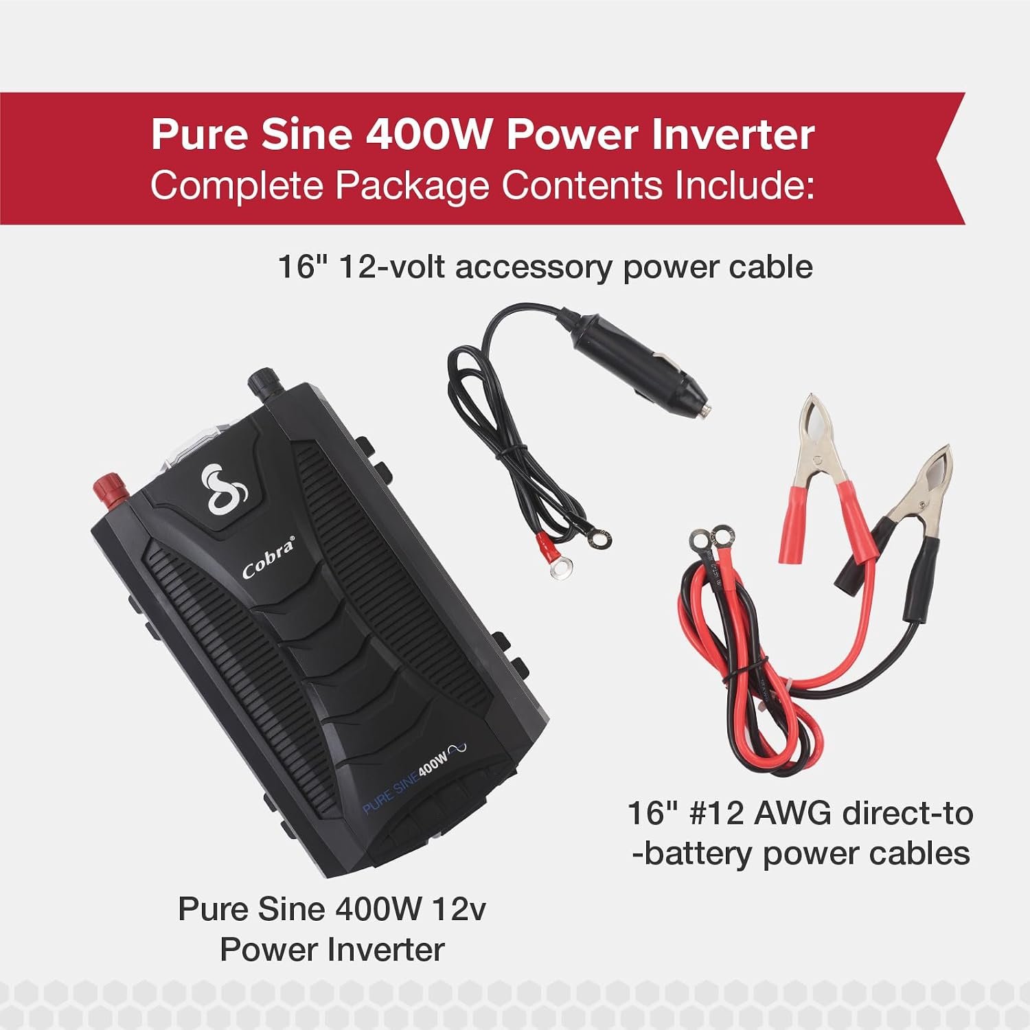 Cobra PURE SINE 400W Power Inverter, Portable, 400 Watt Car Charger - Image 5