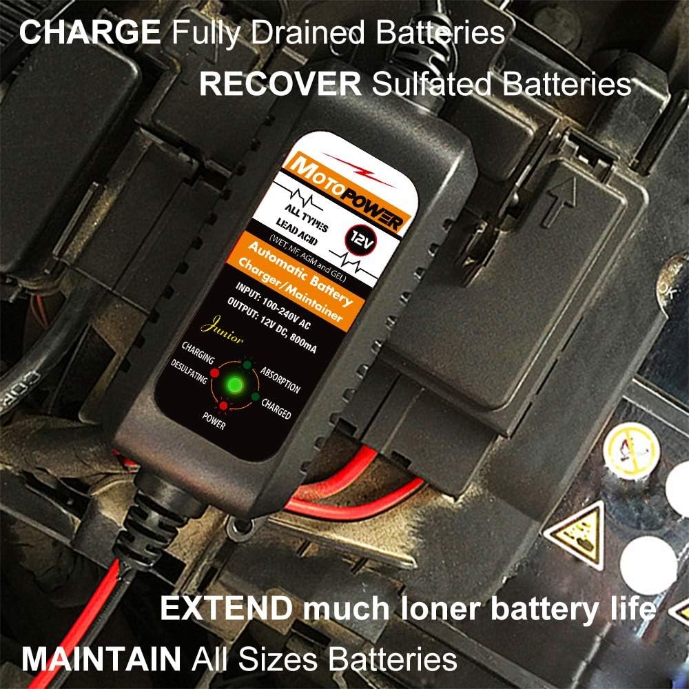 MOTOPOWER MP00205A 12V 800mA Automatic Battery Charger, Maintainer, Trickle and Desulfator - Image 7