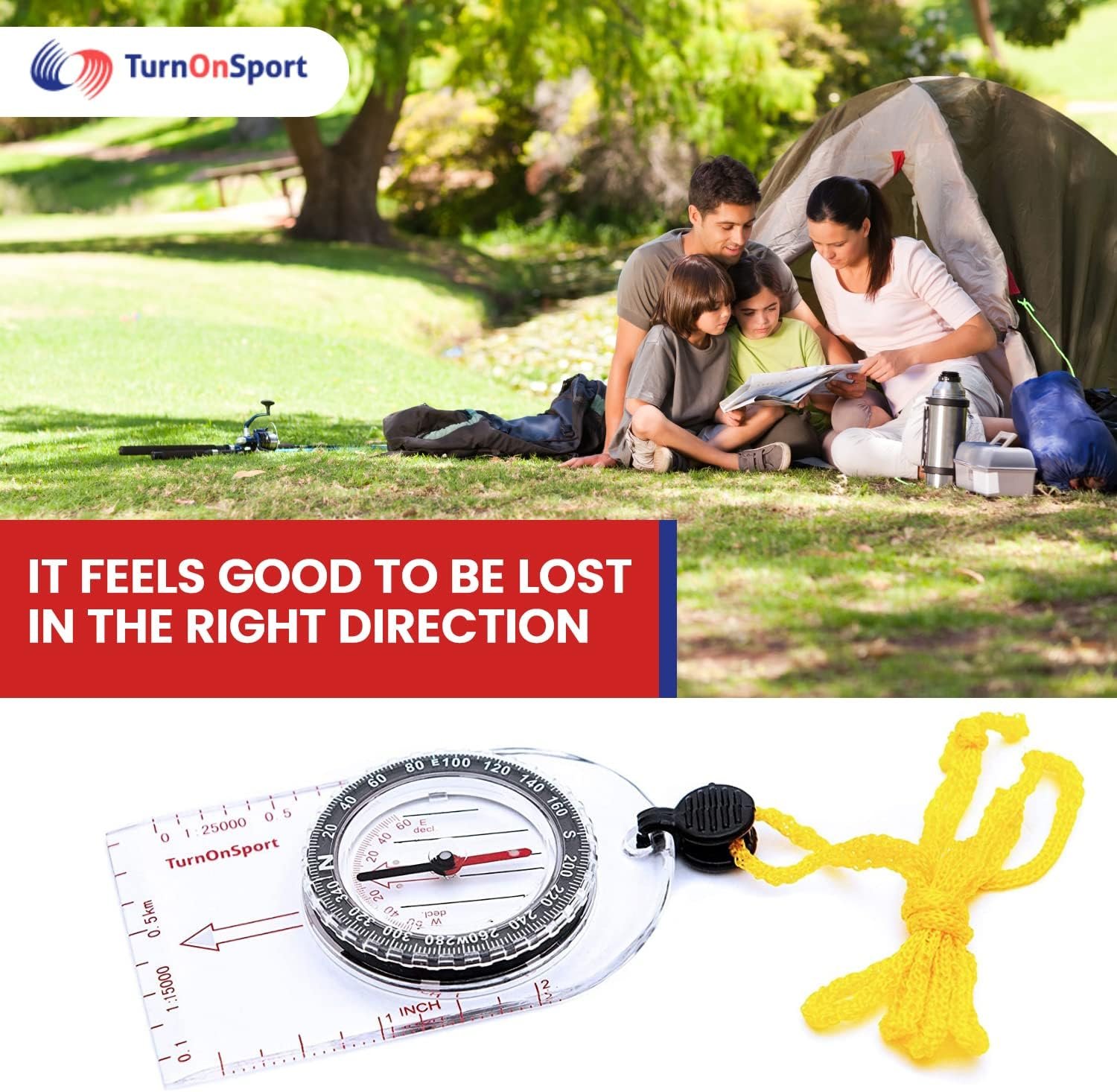 Boy Scout TurnOnSport Orienteering Hiking Compass - Kids, Waterproof & Lightweight, Mini, Survival, Camping Kit - Image 5