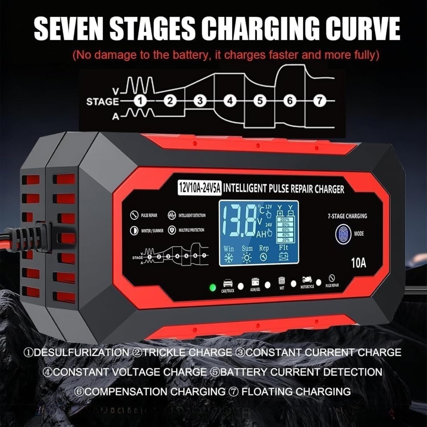 Smart Battery Charger 10‑Amp 12V/24V Trickle Charger & Maintainer - Image 9