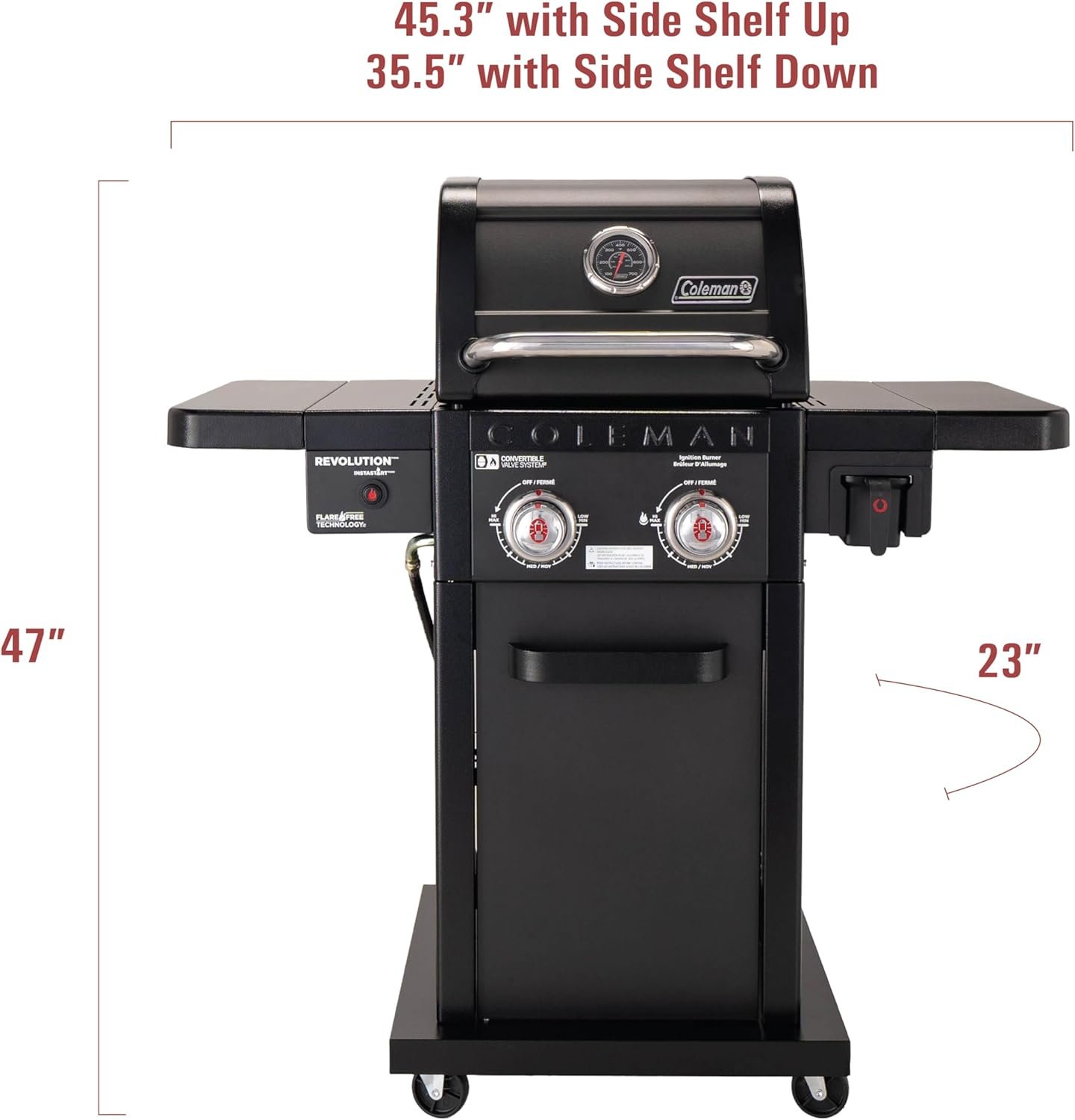 Coleman Revolution 2-Burner Gas Grill, Convertible Propane to Natural Gas, 30,000 BTU, 440 sq in Cooking Area, Outdoor BBQ Grill - Image 4
