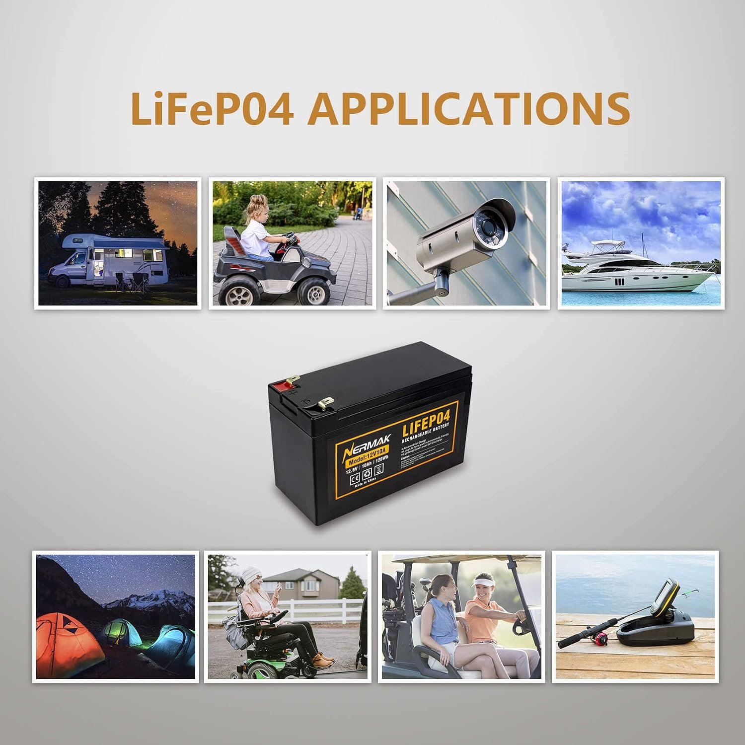 NERMAK 12V 10Ah Lithium LiFePO4 Deep Cycle Battery with 10A BMS,Lightweight - Image 6
