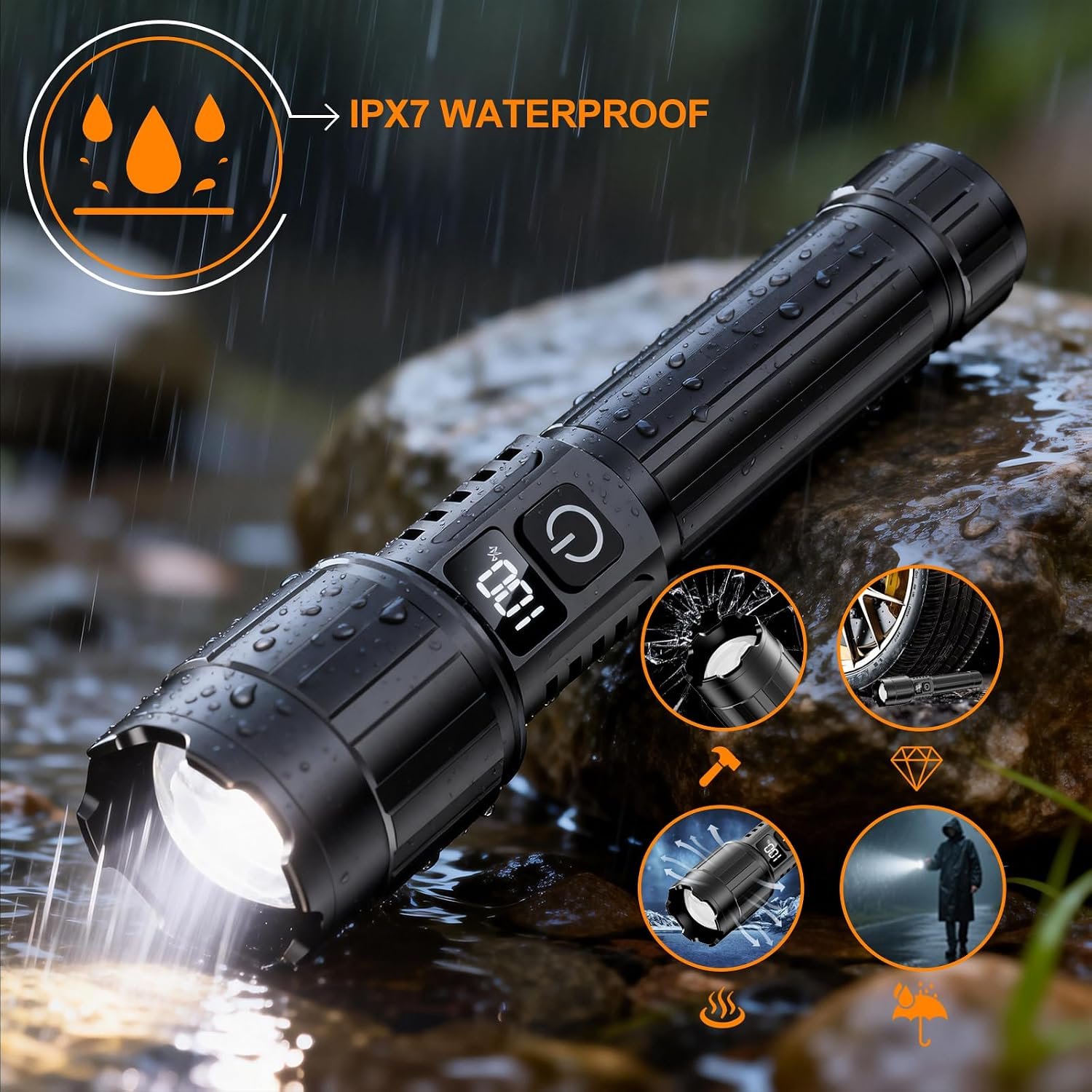 Relybo LED Flashlight Rechargeable 100000 High Lumens,12H & Long Range - Image 8