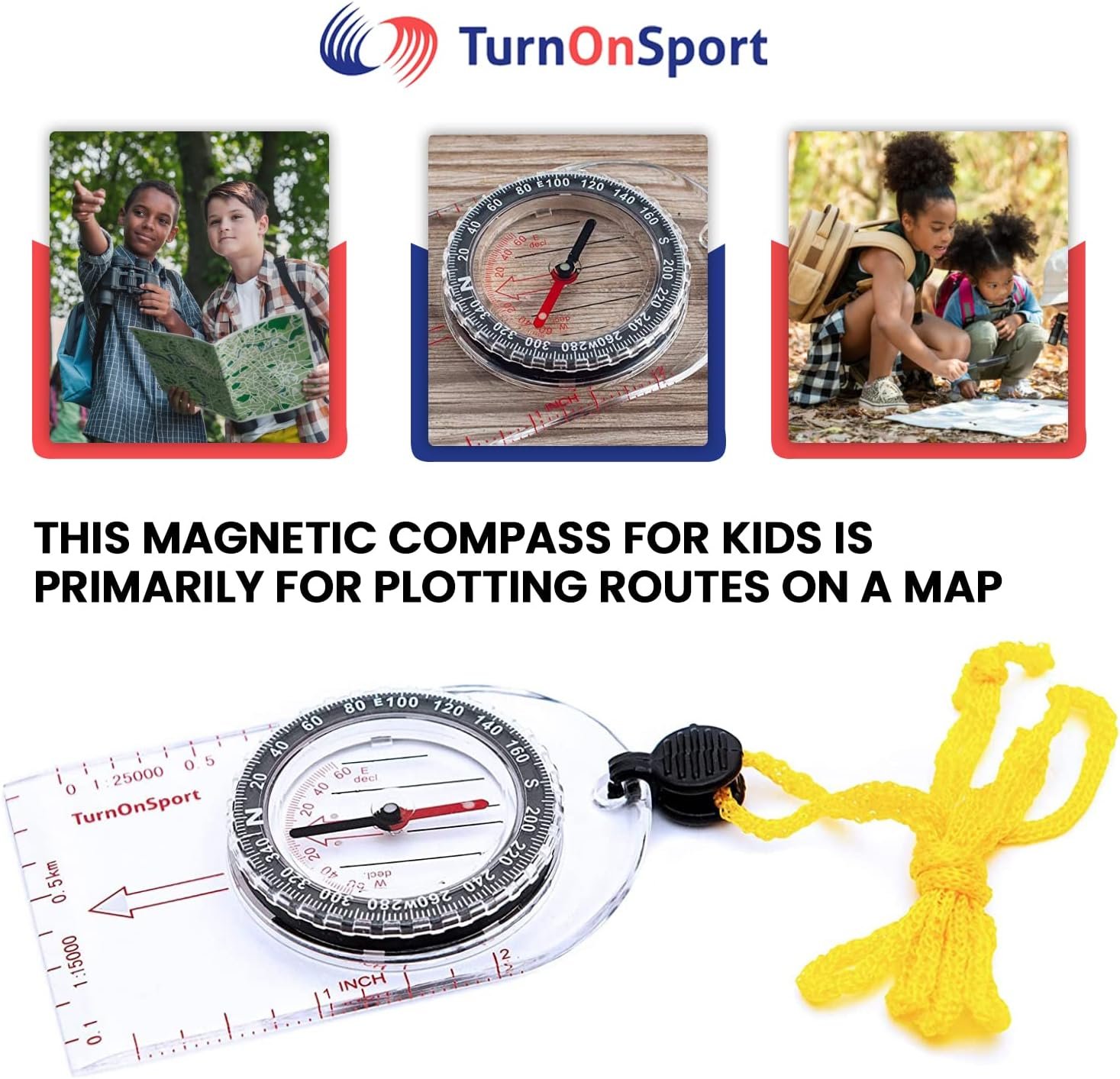 Boy Scout TurnOnSport Orienteering Hiking Compass - Kids, Waterproof & Lightweight, Mini, Survival, Camping Kit - Image 7