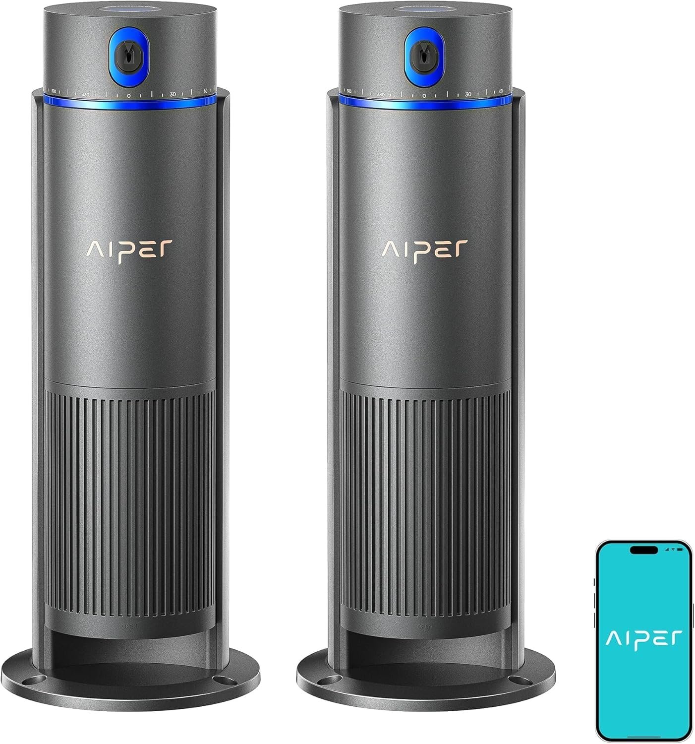 Aiper IrriSense 2 Lawn Sprinkler, Smart Irrigation System, Multi-Zone Plant-Specific Watering, Smart Scheduling, Weather-Adaptive Irrigation with Rain Sensor, for Lawns up to 9600 sq.ft.-Blue 2Pack