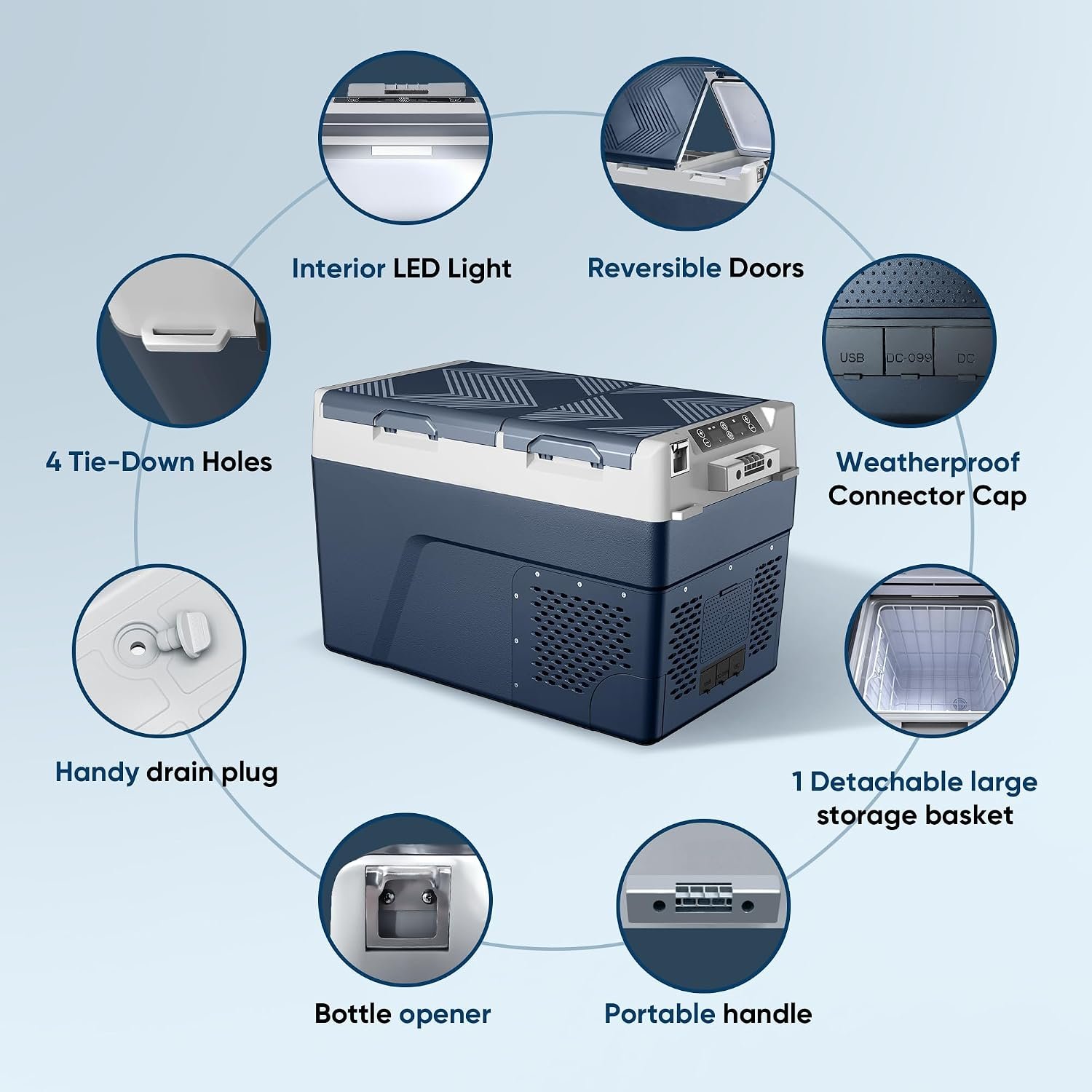 Feelfunn 12 Volt Refrigerator Car Fridge 40QT Dual Zone Electric Cooler - Image 7