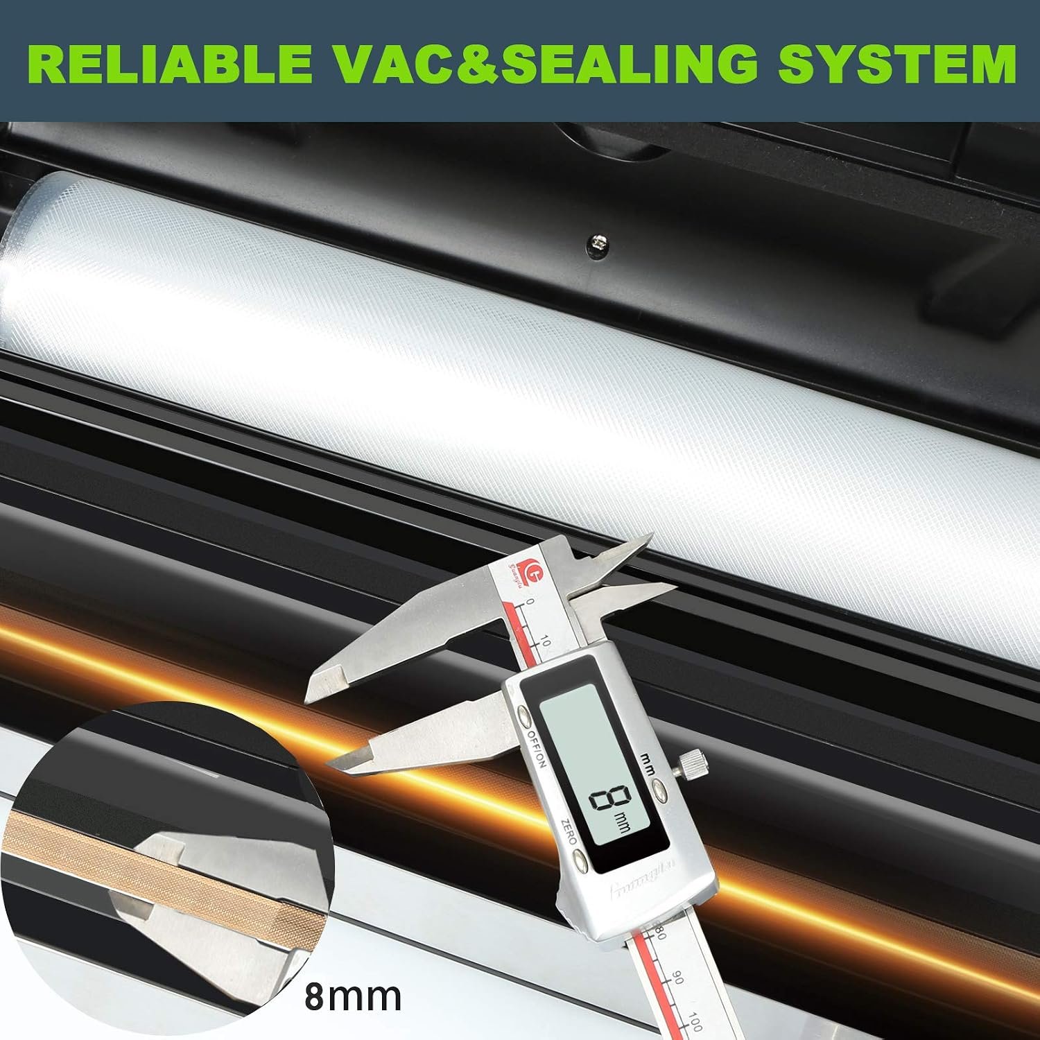 Potane Precision Vacuum Machine,Pro Food Sealer with Built-in Cutter and Bag Storage(Up to 20 Feet Length), Both Auto Manual Options,2 Modes,Includes 2 Bag Rolls 11”x16’ and 8”x16’,Compact Design - Image 5