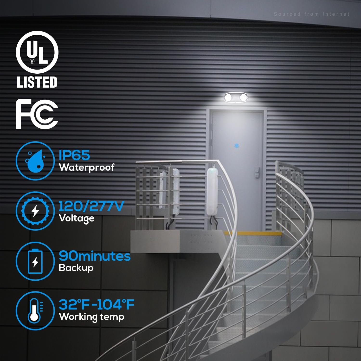 LEONLITE 2-Pack Wet Location LED Emergency Lights IP65 Waterproof Black - Image 3