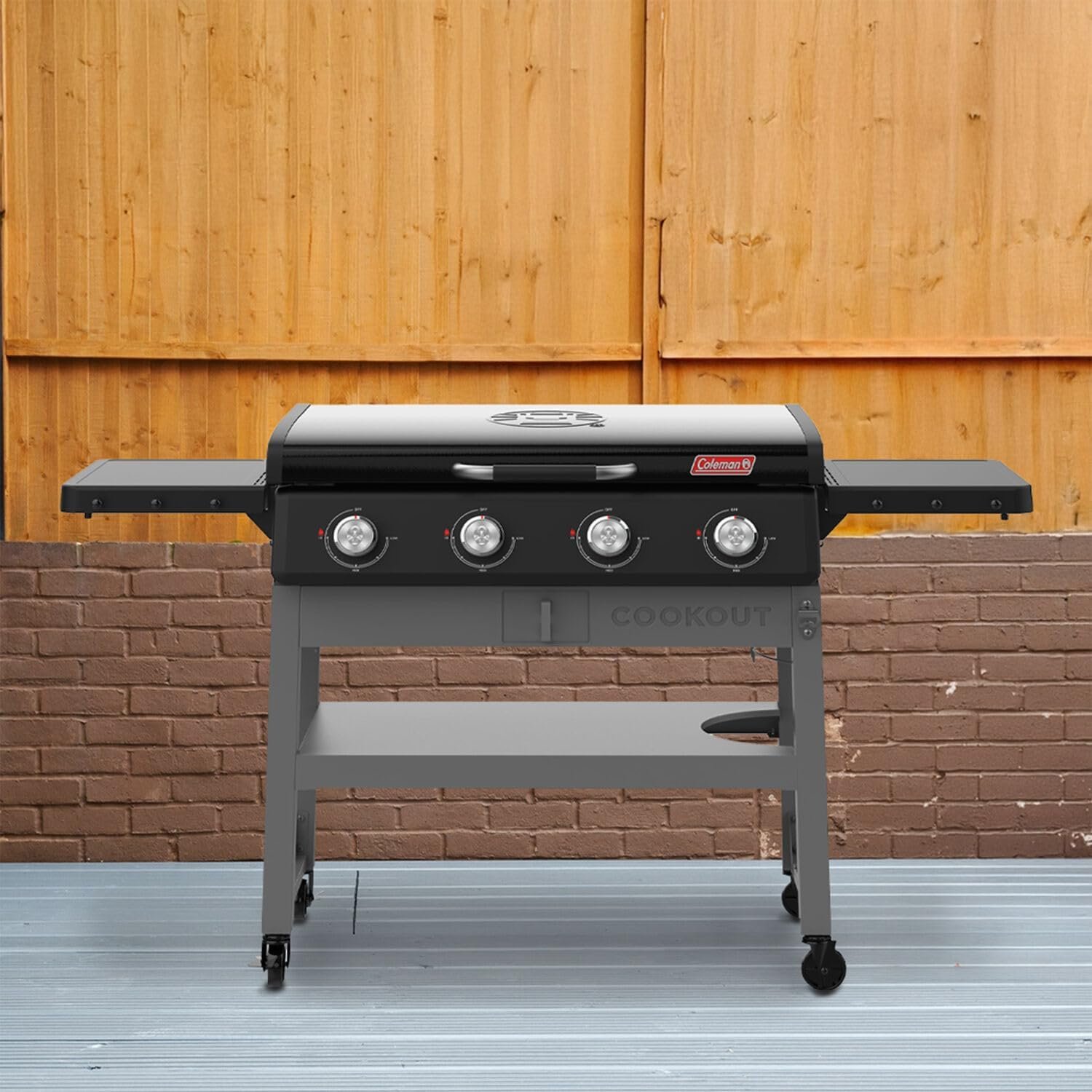 Coleman CO-550GG, Cookout 4-Burner Propane Gas Griddle with Lid, 50,000 BTU Flat Top Grill, 720 sq in Cooking Surface, Outdoor LP Griddle Station - Image 2