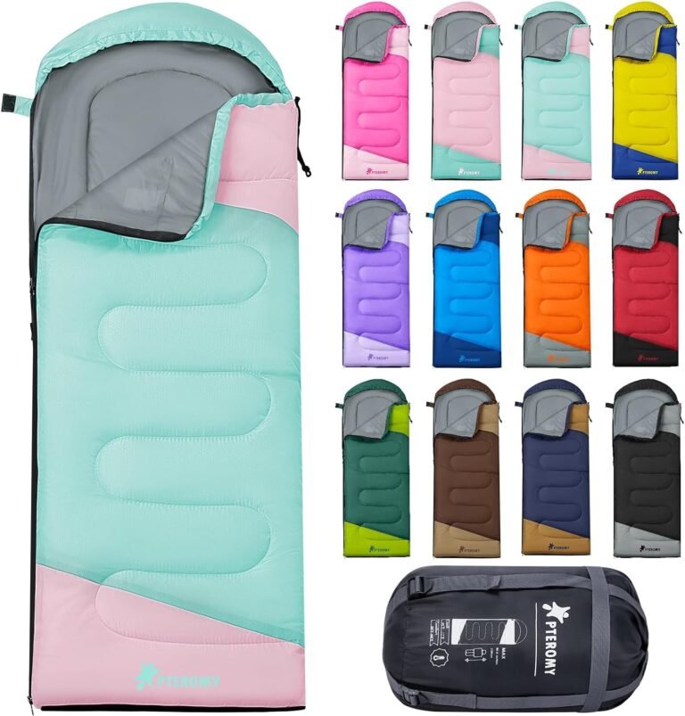 PTEROMY Sleeping Bags for Adults, Lightweight and Machine Washable, Water Resistant Backpacking Camping Sleeping Bag for Warm Cold Weather, Camping Essentials for Hiking Travel