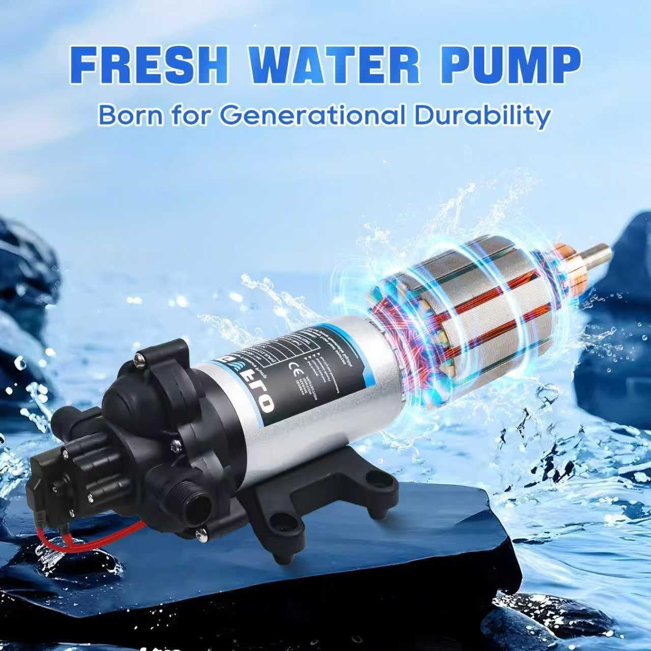 Upgraded Rv Water Pump 2088-554-144/2088-403-144 Diaphragm Pump,12 V 45 PSI RV Water Pump,3.5 Gallons Per Minute Fresh Water Pump with 1/2MNPT Connection for RV Marine Yacht - Image 2